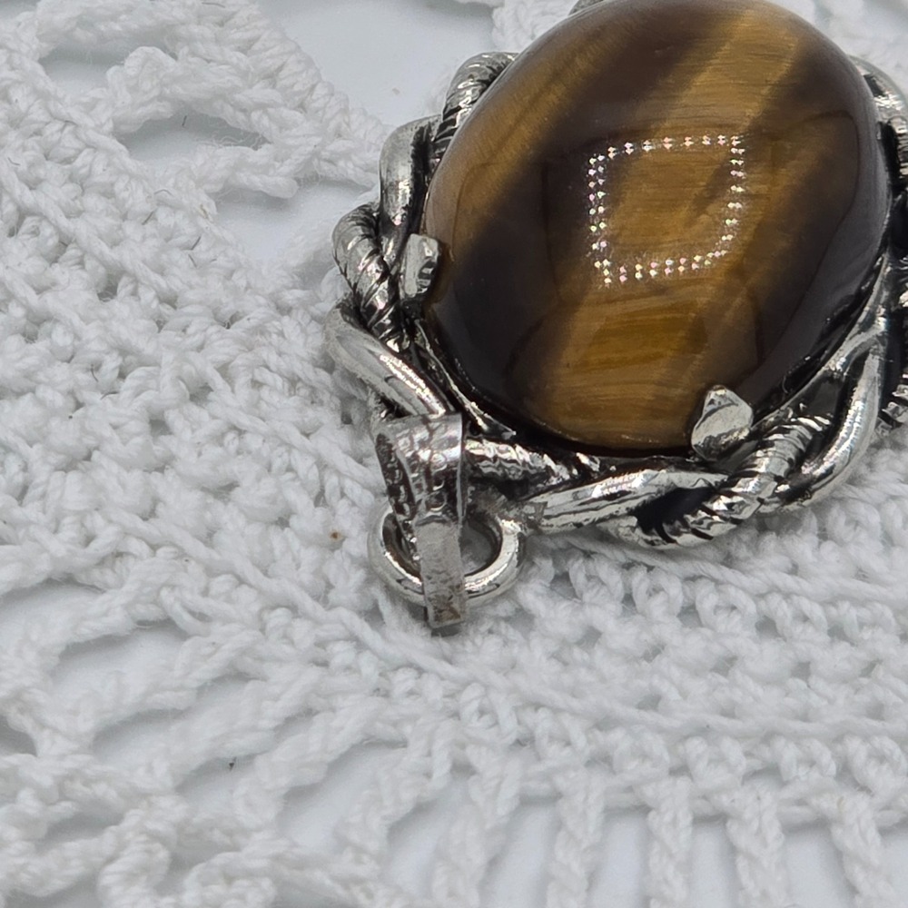 Tiger Eye 925 Silver Plated Pendant - Picture 4 of 6